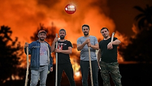 Eğlenceyi bırakıp yangın söndürme çalışmalarına katıldılar