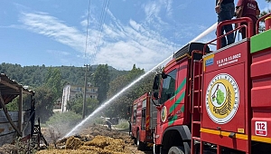 Çiftlik yangını ormana sıçramadan söndürüldü