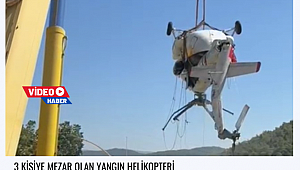 Düşen helikopterin enkazı kıyıya çıkartıldı