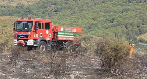 Güzelbahçe'deki makilik yangın hızlı ve etkin müdahaleyle söndürüldü .
